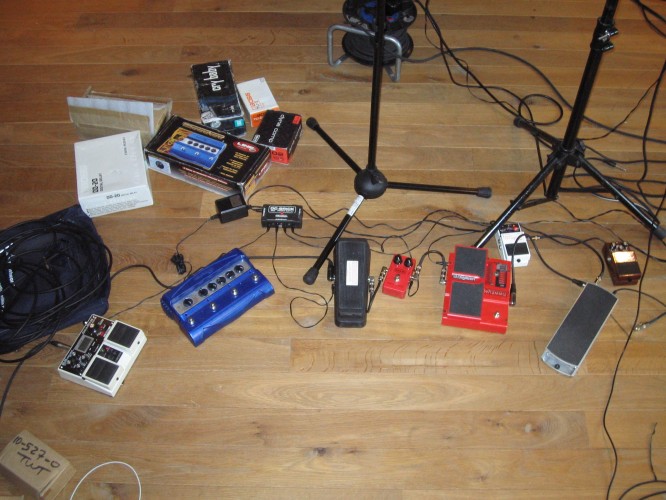 Setting up my pedals for rehearsals