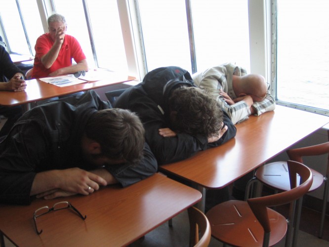 Wilco, Alco and Henk - asleep on the ferry